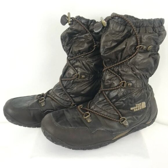 North Face Brown Quilted Lace-Up Boots - Picture 1 of 6